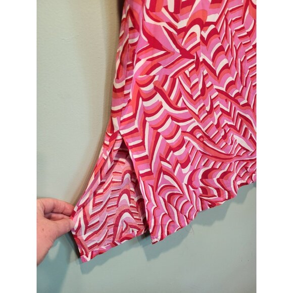 Zara Pink Red Swirl Print Lightweight 3/4 Sleeve Tunic Dress Sz S Oversized - Picture 5 of 8